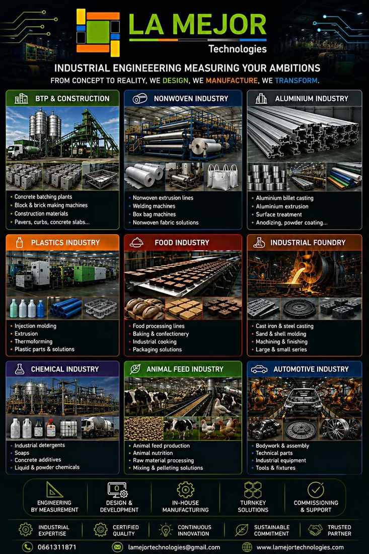 Équipements de plusieurs secteurs industriels